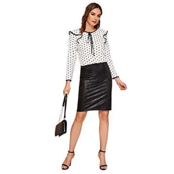 WDIRARA Women's Polka Dots Ruffle Blouse for Stylish Comfort