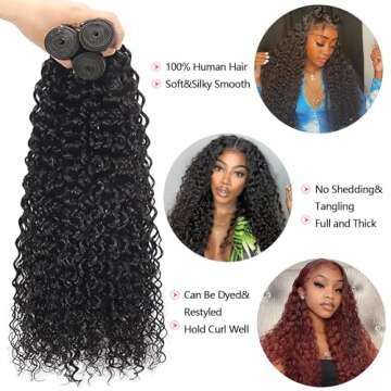 JARAMA Curly Bundles Human Hair 22 24 26 Inch 100% Brazilian Kinky Curly Human Hair Bundles 12A Unprocessed Virgin Curly Weave Bundles Human Hair 3 Bundles Deals Natural Black