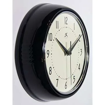 Infinity Instruments Retro Redux Silent Wall Clock - Vintage Style Round Design