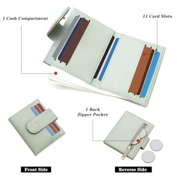 GEEAD Small Wallets for Women Slim Bifold Credit Card Holder Minimalist Zipper Coin Pocket