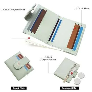 GEEAD Small Wallets for Women Slim Bifold Credit Card Holder Minimalist Zipper Coin Pocket