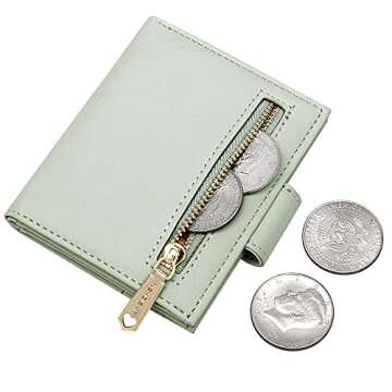 GEEAD Small Wallets for Women Slim Bifold Credit Card Holder Minimalist Zipper Coin Pocket