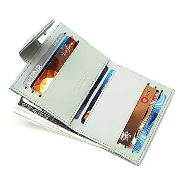 GEEAD Small Wallets for Women Slim Bifold Credit Card Holder Minimalist Zipper Coin Pocket