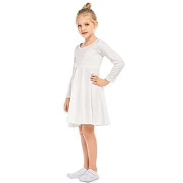 Boyoo Girls Cotton Dress Long Sleeve Casual Twirl Dress