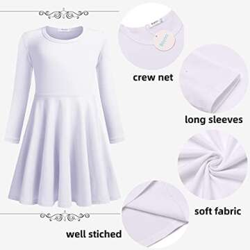 Boyoo Girls Cotton Dress Long Sleeve Casual Twirl Dress