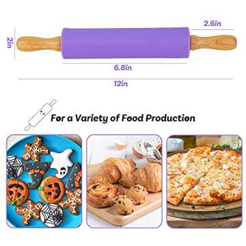 Koogel 12 Inch Kids Silicone Rolling Pin for Baking Fun