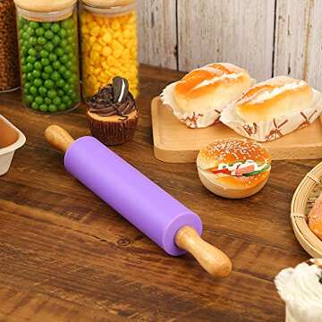 Koogel 12 Inch Kids Silicone Rolling Pin for Baking Fun