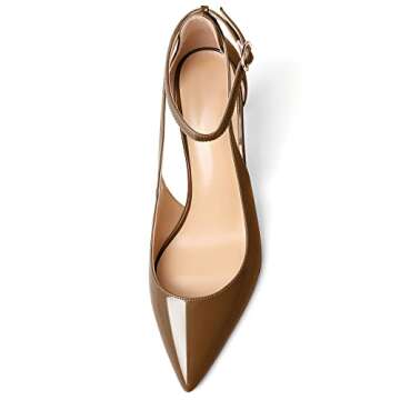 Mettesally Ankle Strap Pumps Pointed Toe High Heels Pointed Toe Pumps Wedding Office Dress Shoes Brown US Size 9.5