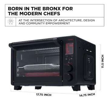 CRUXGG Digital Toaster Oven with Air Frying - Favorite Things 2023-10 Cooking Functions, Two Speed Convection Fan, Digital Display and Large Capacity, Fits 12" Pizza, 6 Slices Toast, 1800W Black