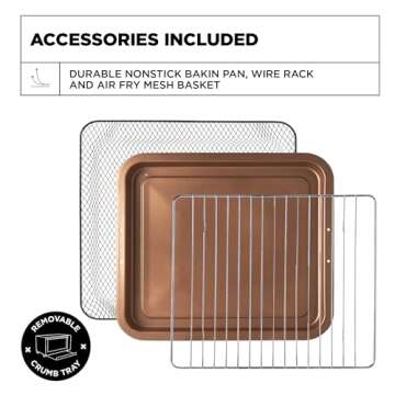 CRUXGG Digital Toaster Oven with Air Frying - Favorite Things 2023-10 Cooking Functions, Two Speed Convection Fan, Digital Display and Large Capacity, Fits 12" Pizza, 6 Slices Toast, 1800W Black