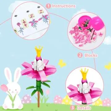 DIYDEC 12PCS Easter Flower Building Blocks for Creative Fun