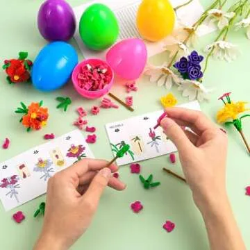 DIYDEC 12PCS Easter Flower Building Blocks for Creative Fun