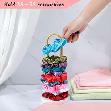 2 Pieces Scrunchies Holder Stand Hair Accessories Organizer Modern Vertical Headband Holder Hair Tie Organizer Gold Jewelry Stand Jewelry Storage Tower for Teen Girls Bedroom Display