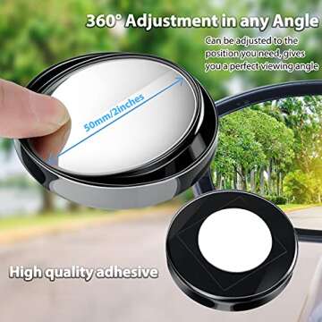 4 Pieces Blind Spot Mirrors Car Rear View Mirrors Wide View Angle Mirror Round HD Glass Convex Mirro...