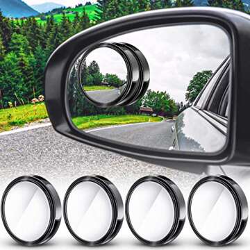 4 Pieces Blind Spot Mirrors Car Rear View Mirrors Wide View Angle Mirror Round HD Glass Convex Mirror Adjustable with Frame for Cars SUV Trucks Mirror Accessories (2 Inch)