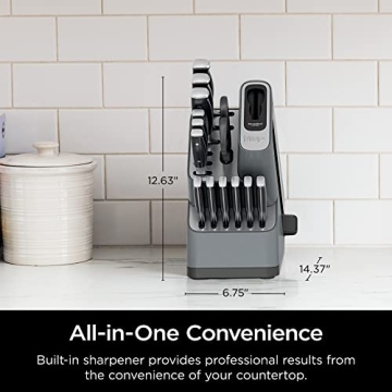 Premium Ninja Knife Set with Built-in Sharpener - 14 Pieces