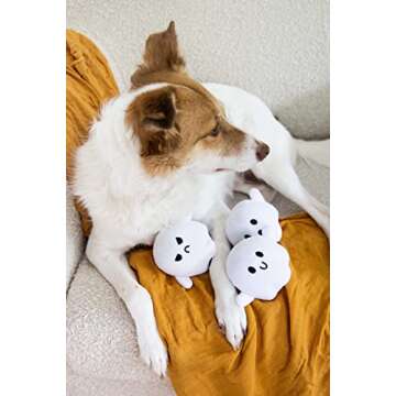 Pearhead Plush Squeaky Ghost Dog Toys, Halloween Stuffed Pet Toy, Dog Owner Must Have Accessories, Spooky Ghosts Fall Dog Toys, Set of 3