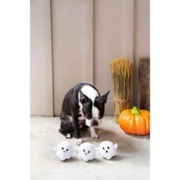 Pearhead Plush Squeaky Ghost Dog Toys, Halloween Stuffed Pet Toy, Dog Owner Must Have Accessories, Spooky Ghosts Fall Dog Toys, Set of 3