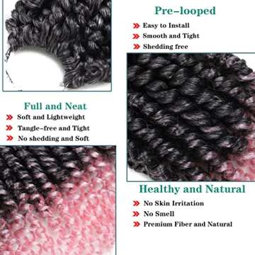 Passion Twist Crochet Braids - 10 Inch Pink Ombre Style