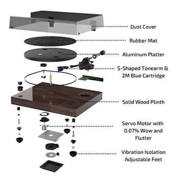 Fluance RT84 Reference High Fidelity Vinyl Turntable Record Player with Ortofon 2M Blue Cartridge, Speed Control Motor, High Mass MDF Wood Plinth, Vibration Isolation Feet - Piano Black