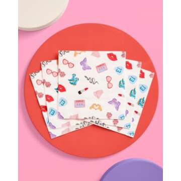 xo, Fetti Eras Party Icon Paper Napkins | 3-ply 25 pcs | Concert Party Tableware, Bachelorette Decorations, Birthday Tablescape, Bridesmaid Dinner Supplies
