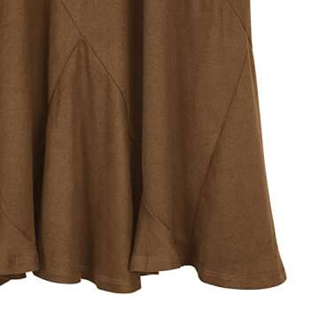 Urban CoCo Women's Vintage Elastic Waist A-Line Long Maxi Skirt (L, Brown)