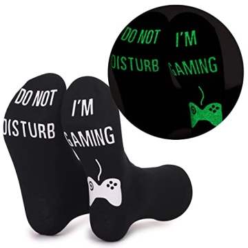 Do Not Disturb I'm Gaming Socks | Glow-in-the-Dark Novelty Socks for Gamers
