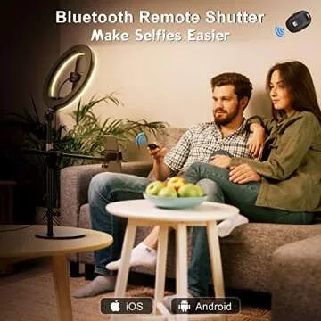 Overhead Phone Camera Mount with Ring Light for Video Recording, Cooking Filming. Content Creator Kit with 10.5" RGB Ringlight, Desk Stand and 2 Phone Holder, Remote, Overhead Tripod for iPhone