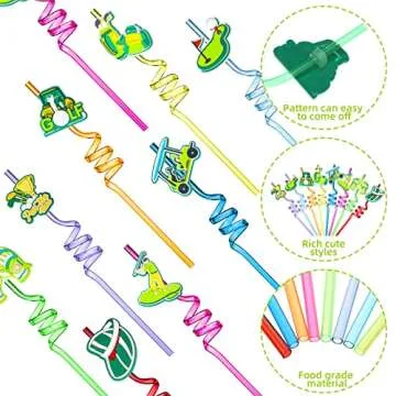 24 Pcs Golf Party Decorations Straws Par Tee Fore Time Plastic Reusable Drinking Straws Golf Party Supplies for Birthday Baby Shower Retirement Sport Themed Parties, 8 Styles 8 Colors