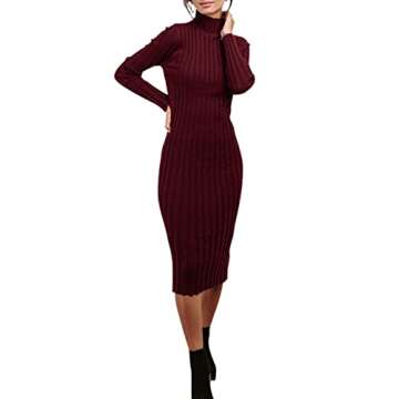 MEROKEETY Women's 2024 Ribbed Long Sleeve Sweater Dress - Cozy and Elegant Winter Attire