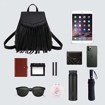 Zebella Leather Backpack Purse for Women Tassel Casual Rucksack Lightweight Daypack Travel Hobo Bag