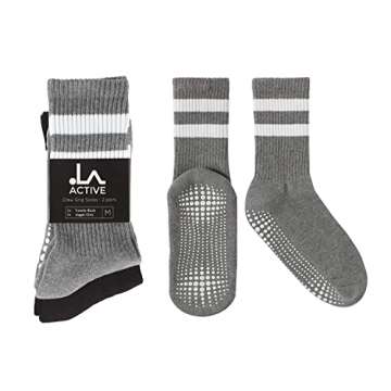 LA Active Non Slip Yoga Grip Socks for All Ages