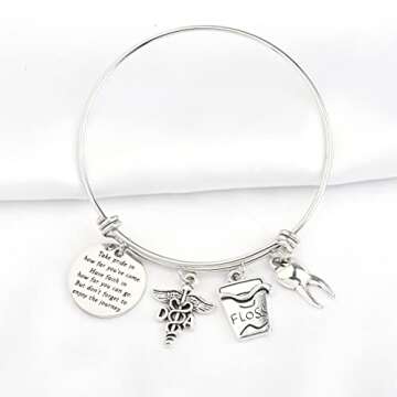 FUSTMW Dental Assistant Stainless Steel Bracelet, DA Graduation Gifts for New Dentist, Hypoallergenic Jewelry Gifts for Her (Bracelet)