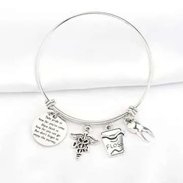 FUSTMW Dental Assistant Stainless Steel Bracelet, DA Graduation Gifts for New Dentist, Hypoallergenic Jewelry Gifts for Her (Bracelet)