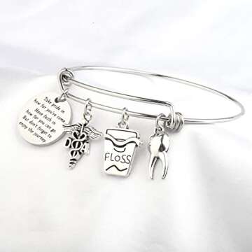 FUSTMW Dental Assistant Stainless Steel Bracelet, DA Graduation Gifts for New Dentist, Hypoallergenic Jewelry Gifts for Her (Bracelet)