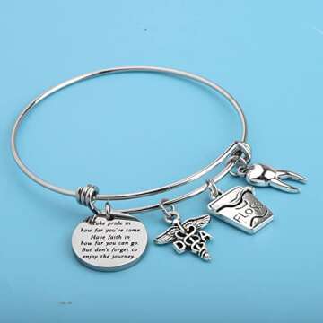 FUSTMW Dental Assistant Stainless Steel Bracelet, DA Graduation Gifts for New Dentist, Hypoallergenic Jewelry Gifts for Her (Bracelet)
