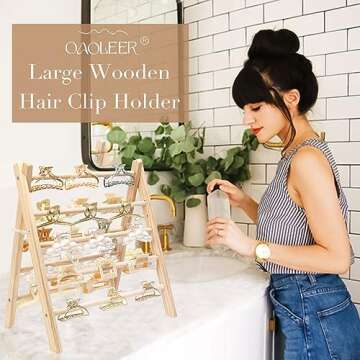 OAOLEER Large Claw Clip Organizer Holder, Hanging PVC Hair Clip Organizer Box Storage for Women Girls, Hair Clip Holder Display with Large Capacity for Wardrobe Closet Wall (Type A)