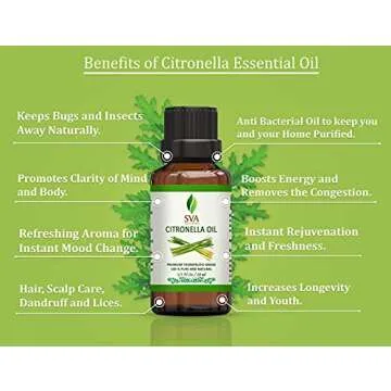 SVA Citronella Essential Oil 10ml for Aromatherapy & Skincare