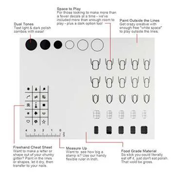Segbeauty 2pcs Acrylic Nail Mats, 16" Silicone DIY Nail Art Stamping Mats, Workspace Stamping Plate Manicure Mat, Nail Polish Coloring Practice Pad, Nail Sticker Trainer Guide Table Cover Palette Tool