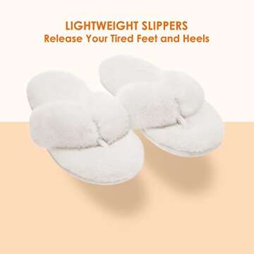 DREAM PAIRS Women's Cream Slippers Fluffy Fuzzy Memory Foam Open Toe Flip Flop Slip On Home Indoor House Slippers, Size 7-8M US SPA-03