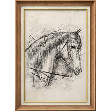 SIGNWIN Premium Frame Art Vintage Retro Stallion Horse Portrait Animals Wilderness Illustrations Fin...