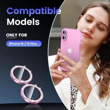 Tensea for iPhone 16 / iPhone 16 Plus Camera Lens Protector, 9H Tempered Glass Camera Cover Screen P...