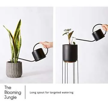 Indoor Watering Can - Matte Black Metal - 44oz or 1.3L - Long Spout for Easy Houseplant Watering