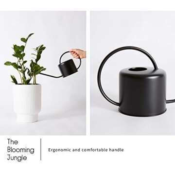 Indoor Watering Can - Matte Black Metal - 44oz or 1.3L - Long Spout for Easy Houseplant Watering