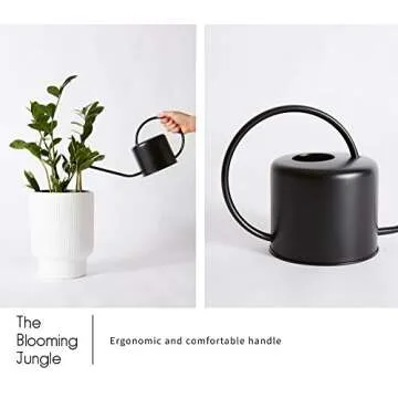 Indoor Watering Can - Matte Black Metal - 44oz or 1.3L - Long Spout for Easy Houseplant Watering
