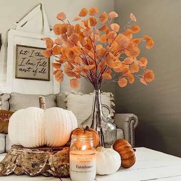 HUAESIN Fall Eucalyptus Leaves 6PCS Artificial Home Decor