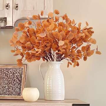 HUAESIN Fall Eucalyptus Leaves 6PCS Artificial Home Decor