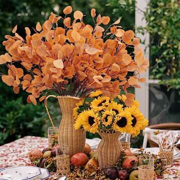 HUAESIN Fall Eucalyptus Leaves 6PCS Artificial Home Decor