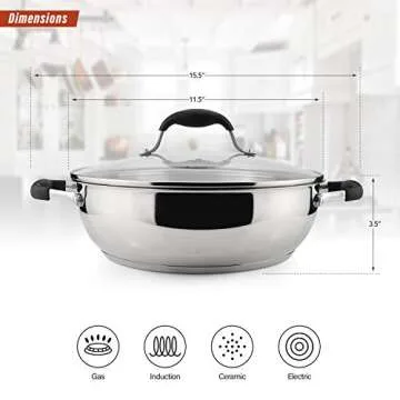 AVACRAFT Stainless Steel Everyday Pan for All Cooking Needs