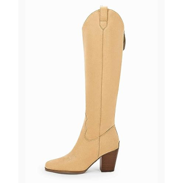 Stylish Women Cowboy Knee High Boots with Chunky Heels